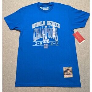 NWT LA Dodgers Mitchell & Ness MLB Shirt  World Series Champions Blue Medium